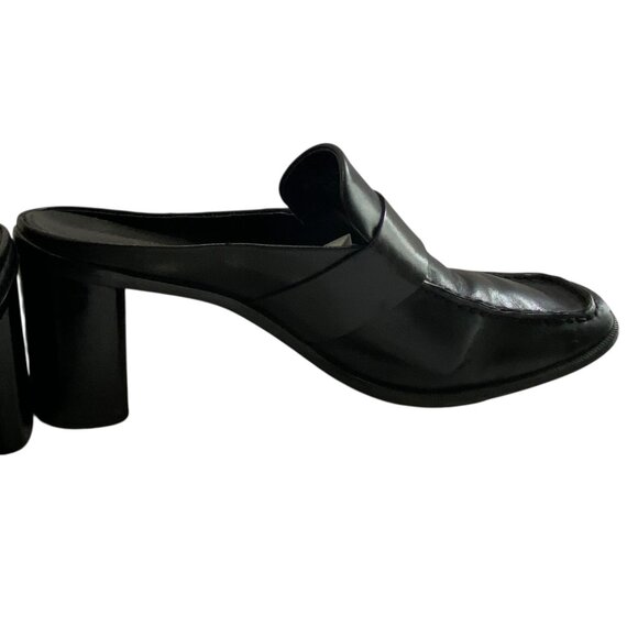 Franco Sarto Leather Mules Square Toe Y2K 90's Womens 8M Black Witchy Fairy Goth - Picture 9 of 12